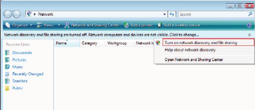 Discovery is turned off. 3. To turn Network Discovery on, right click on the message, then select Turn on network discovery and file sharing from the list.