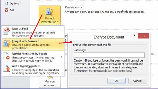 Step 4: Enter the password in the Encrypt Document dialog Step 5: Re-enter the password in the