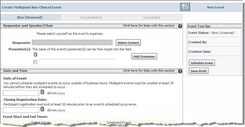 Figure 31: Create non-clinical multi-point event link The Create Multipoint Non-Clinical Event form appears.
