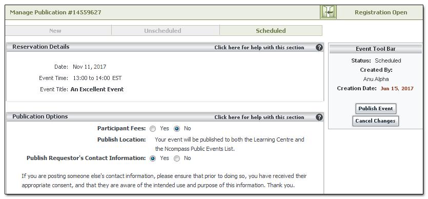 Publishing a Multi-Point Event After you successfully schedule an event you can post the event details to the Ncompass Public Events list and the OTN Learning Centre.