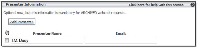 To identify a different webcast start or end time, type the time in 24-hour format EST. For example, type 0900 for 9:00 a.m. or 1400 for 2:00 p.m. After you submit the webcast request, you cannot change the start and end times.