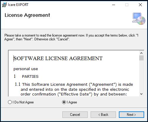 To install Icare EXPORT on the PC, follow the instructions in the steps below: 1. Double-click the Icare EXPORT Setup.exe file. A setup wizard window appears. The PC will notify if Microsoft s.