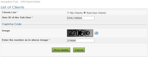 View Client History: Available for ERI Admin and ERI Sub-user Go to