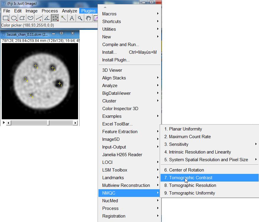 4.7. Tomographic Contrast This plugin computes the tomographic contrast of a SPECT system from a set of tomographic images containing cold spheres.