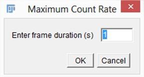 Figure 7. Running the maximum count rate plugin. 3- A dialog box will appear showing the frame duration of the dynamic study.