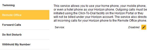 Remote office Direct calls coming into a user's Horizon number to a remote specific phone.