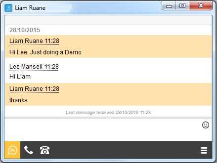 Initiate a chat To initiate a chat with one of your contacts you can either; Right click and click 'Chat' or Highlight the relevant contact and click the 'Chat' icon (as detailed in 'Basics')