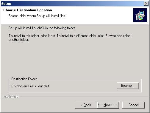 8. Then type in the name of program folder for TouchKit or press [Next >] to continue.