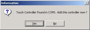 Once the controller was scanned, the setup program will display a dialog as Click Yes to