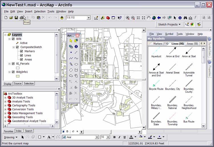 User Environment Activating ArcSketch adds a small toolbar to ArcMap software s tool strip.
