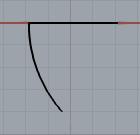 5,-4 Press Shift and hold the cursor downwards, perpendicular to the arcs, and click, to draw a profile curve as shown. 2.