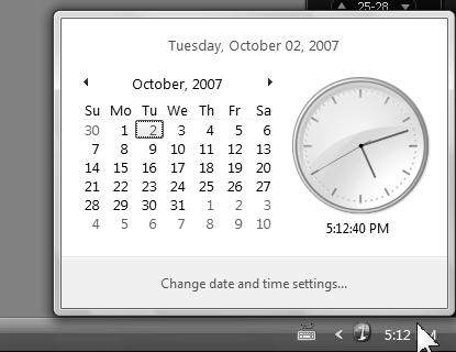 These icons give quick access to the corresponding program, for example the date and time settings on your computer: You see a