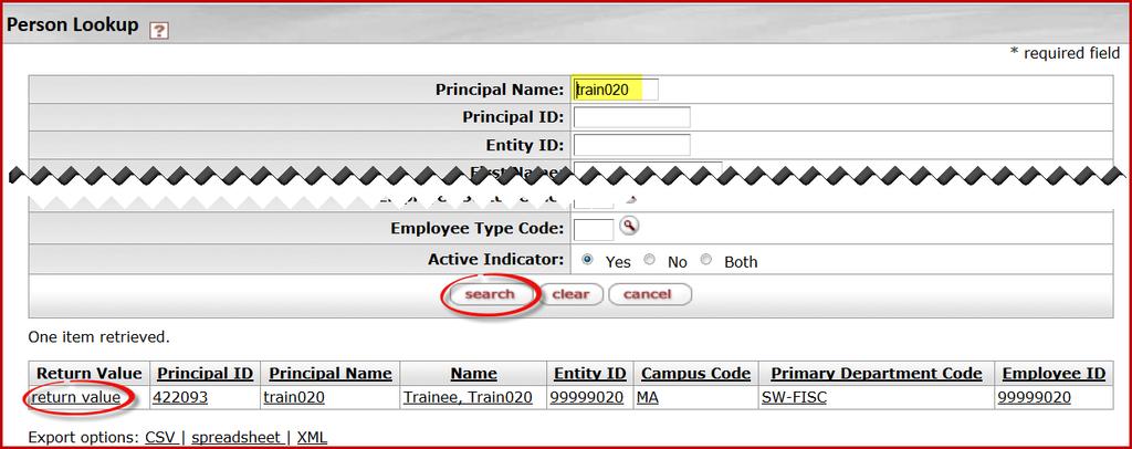 You can perform a search for the employee who is borrowing the asset using any of the Person Lookup search criteria.