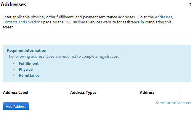 Addresses Note: Before beginning this section it is recommended that you download and print the Supplier Portal Addresses Worksheet from the Addresses, Contacts and Locations page