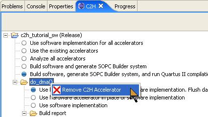 Next Steps 2. Rebuild the project in the Nios II IDE. 1 You must rebuild the project to remove the hardware accelerator from the SOPC Builder system hardware. Figure 2 4.