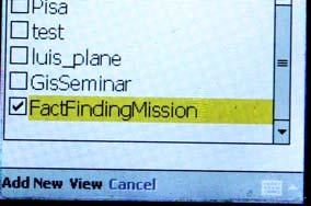 11 The first screen of the PDA application shows the list of available missions and allows to set the active mission.