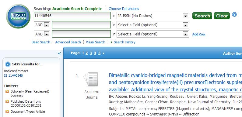 Test the Sources 1. Login to the database 2. Search for articles in the first journal 3.