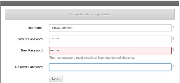 characters. If a customer tries to enter a password without the minimum requirements, a message will appear with the missing requirement.