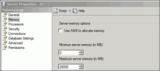 set this attribute to 28GB. The reason for this is that SQL will consume all available memory, so we are reserving the minimum memory required for the operating system to continue functioning.