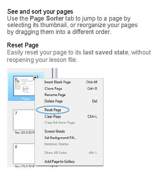 Clicking another page in the Page Sorter tab area marks that page active, and its contents are displayed in the work area.