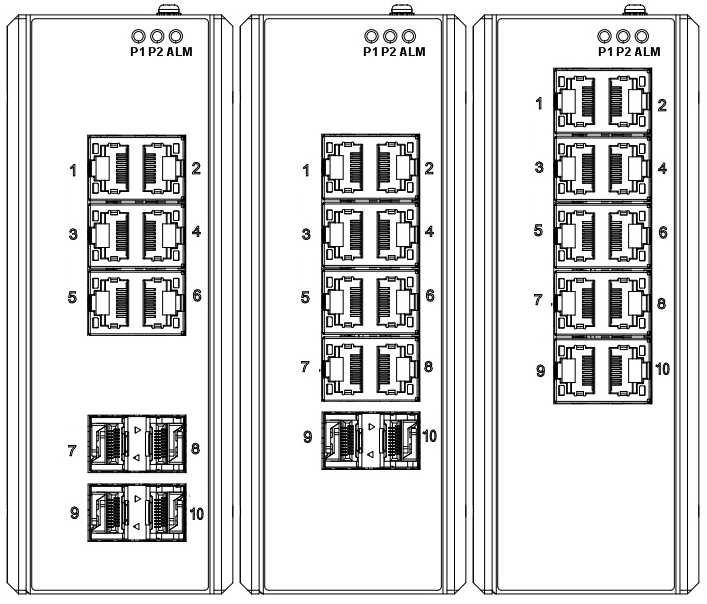 Faceplate 10-Port series DIN-Rail Mounting Mounting step: 1.