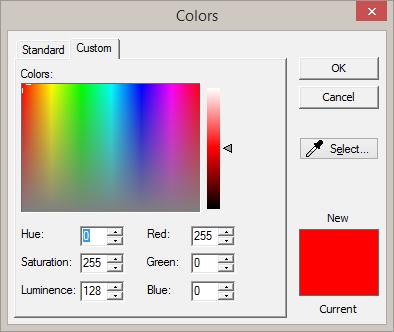 REV 4 LTCA VERSION 2.xx SOFTWARE MANUAL You can also select a color from any pixel on the screen by clicking on the Select... button. This will turn your mouse cursor into an eyedropper.