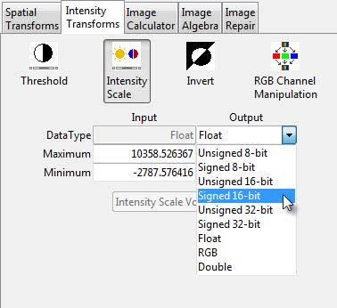 TRANSFORM > INTENSITY TRANSFORMS 148 6. Modifying Image Data Type Changing the data type can reduce the size of the data on disk.