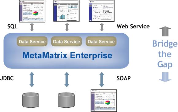 MetaMatrix Enterprise Data Services Platform Standards-based read/write access to distributed, heterogeneous enterprise data stores. Service-enable data to meet SOA demands.