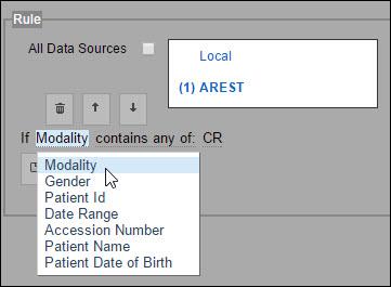 that if a data source has any existing rules (from other worklists), the number of existing rules is shown before the data source name. When you select the data source, the existing rules are shown.