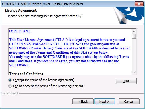 If you can accept, choose I accept the terms of the license agreement and press Next.