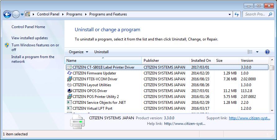3.7 Uninstallation Uninstallation of driver and software can be done from "Control Panel" --> "Programs