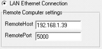 directly connect to the Ethernet driver, select the host IP and port