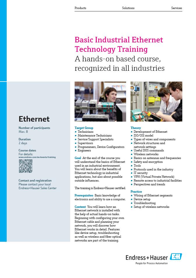 Training services for Industrial Ethernet Technology Trainings Fundamentals Industrial