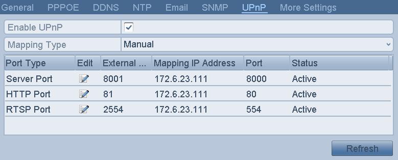 If you select Manual as the mapping type, you can edit the external port on your demand by clicking to activate the External Port Settings dialog box.