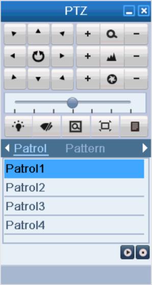 Figure 4. 10 PTZ Panel- Patrol 4.2.5 Customizing Patterns Purpose: Patterns can be set by recording the movement of the PTZ.