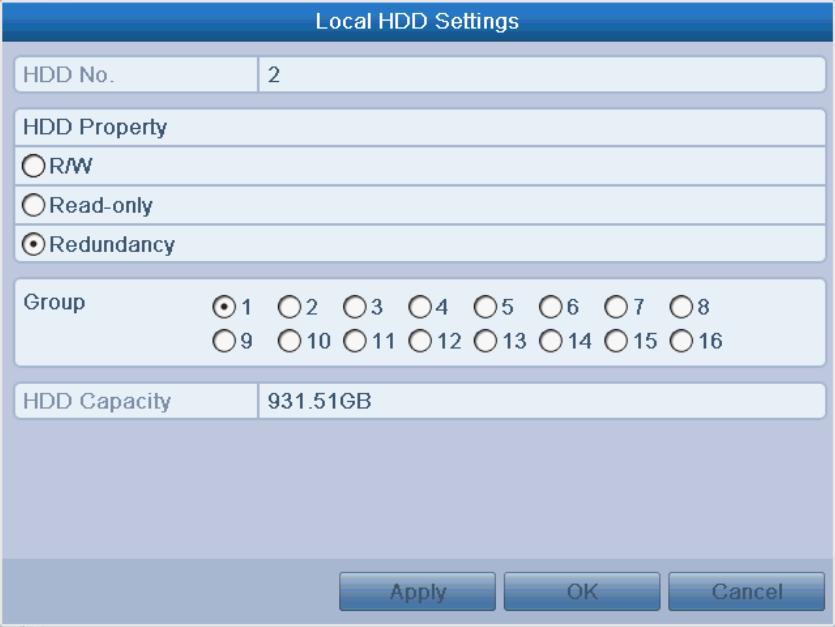 5.7 Configuring Redundant Recording Purpose: Enabling redundant recording, which means saving the record files not only in the R/W HDD but also in the redundant HDD, will effectively enhance the data