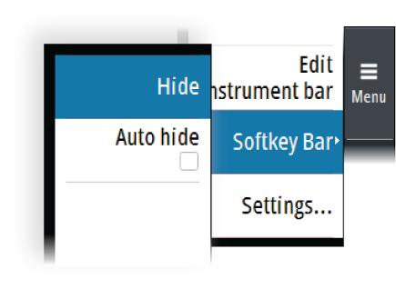 Auto hide the softkey bar Selecting the auto hide option will hide the softkey bar after a few seconds of no softkey activity. Pressing any softkey re-displays the softkey bar.