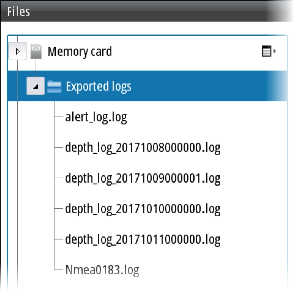 Data is split in individual files for periods of 12 hours. Logs from the last 72 hours are stored in the internal memory.