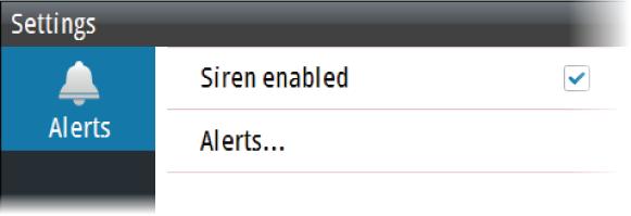 The Alerts dialog The Alerts dialog is activated from the Alert settings or from the main menu.