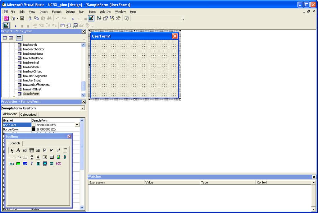 window, where you may add components and