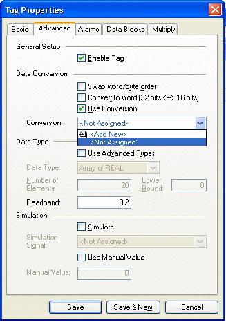 3.4.2 Advanced MX Data Tag Properties In the Advanced tab of the Tag Properties dialog box, shown below, configure the following settings: MX Data Tag Properties: Advanced Tab To modify a tag, the