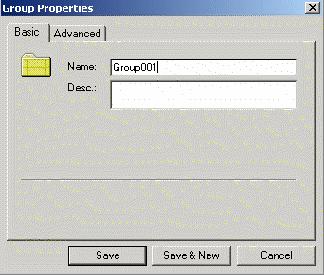 below. Adding a New Group 2. The Basic tab of the Group Properties dialog box appears, as shown in the figure below.