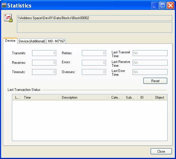 Runtime Operations 6.5.3 Data Block Statistics To view data block statistics in statistics mode, click on a data block for a device under the Address Space tree control, as shown in the figure below.