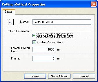 The properties dialog box for the new configuration appears, as shown in the figure below. Setting the Properties for the New Polling Method 3.