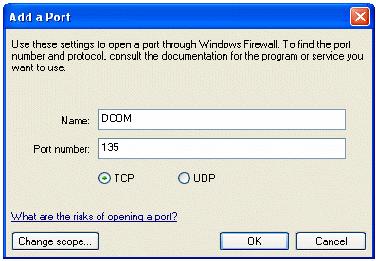 DCOM configuration Click the Add port button, and enter the details below to allow other applications to connect to the DCOM port. In third party firewalls, this may be referred to as RPC.