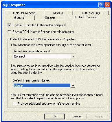 DCOM configuration Right click on My computer and select Properties from the pop-up menu.