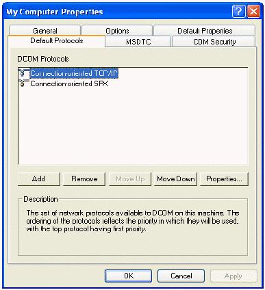DCOM configuration Switch to the Default protocols tab.