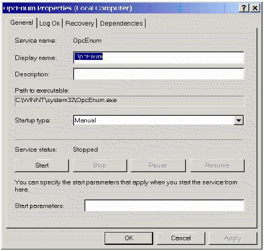DCOM configuration Right click on the service to be changed, and select Properties from the pop-up menu that appears.