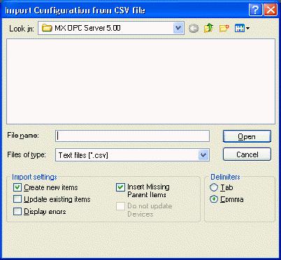 Importing Configuration Data When you have selected a file to import, click Open.