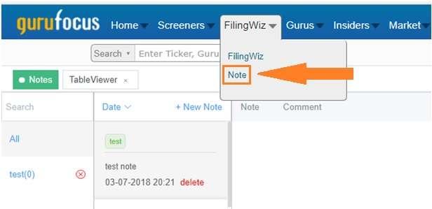 Section 7: FilingWiz Notes The FilingWiz Notes feature allows you to write your own notes and analysis about a document.